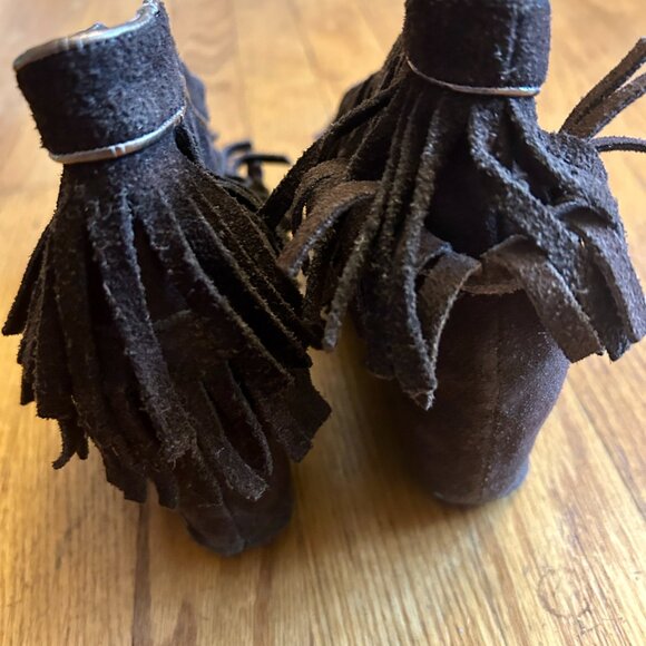 Free People Krystal Dark Brown Suede Moccasin Ankle Booties Boots 8 - Picture 6 of 8